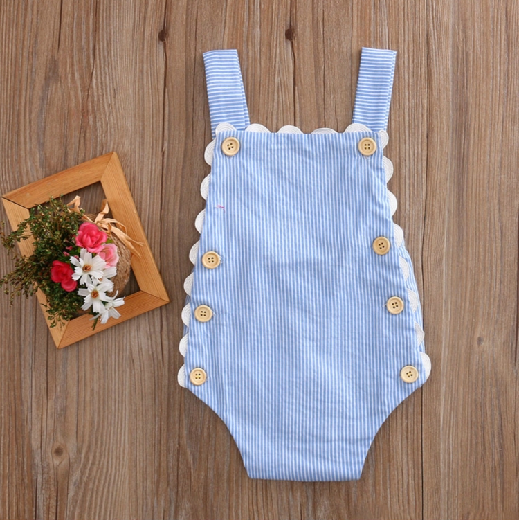 

Babies Cotton Striped Sleeveless Jumpsuit Romper, Kid Size: 80CM(Blue)