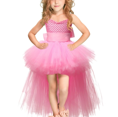 

Pink Girls Lace Sling Dress Mesh Tutu Party Dress, KId Size:34 age（90-110cm）