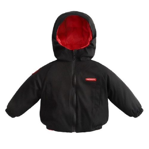 

Autumn Winter Children Double Sided Wearable Hooded Warm Down Jacket, Height:100cm(Black)