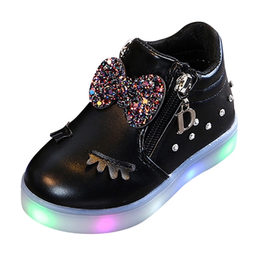 

LED Luminous Soft Bottom Boots Sneakers Casual Shoes, Size:25(Black)