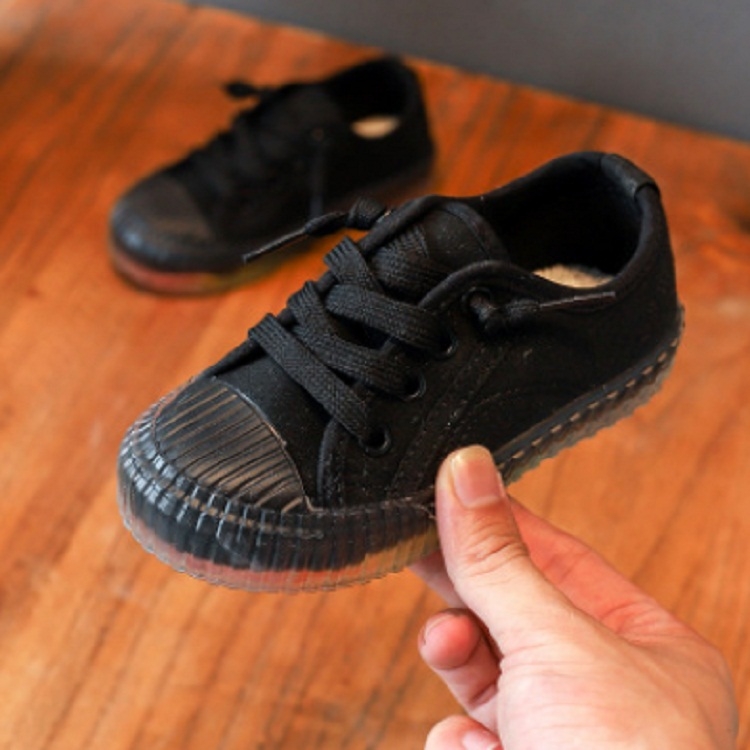 

Children Canvas Shoes Printed On-Slip Kids Spotrt Shoes, Size:27(Black)