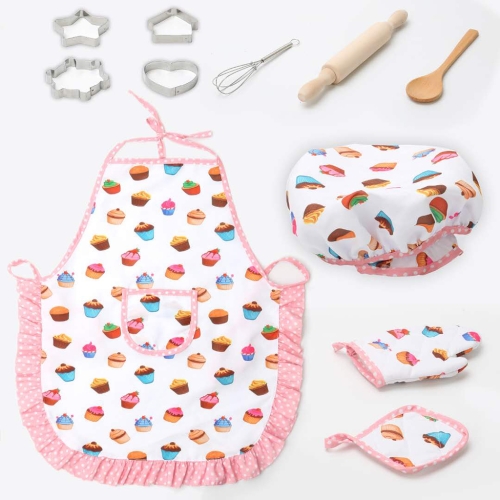 

11 PCS / Set Kids Cooking Baking Kit Kitchen Chef Costume Role Play Apron Hat Gloves Set for Children