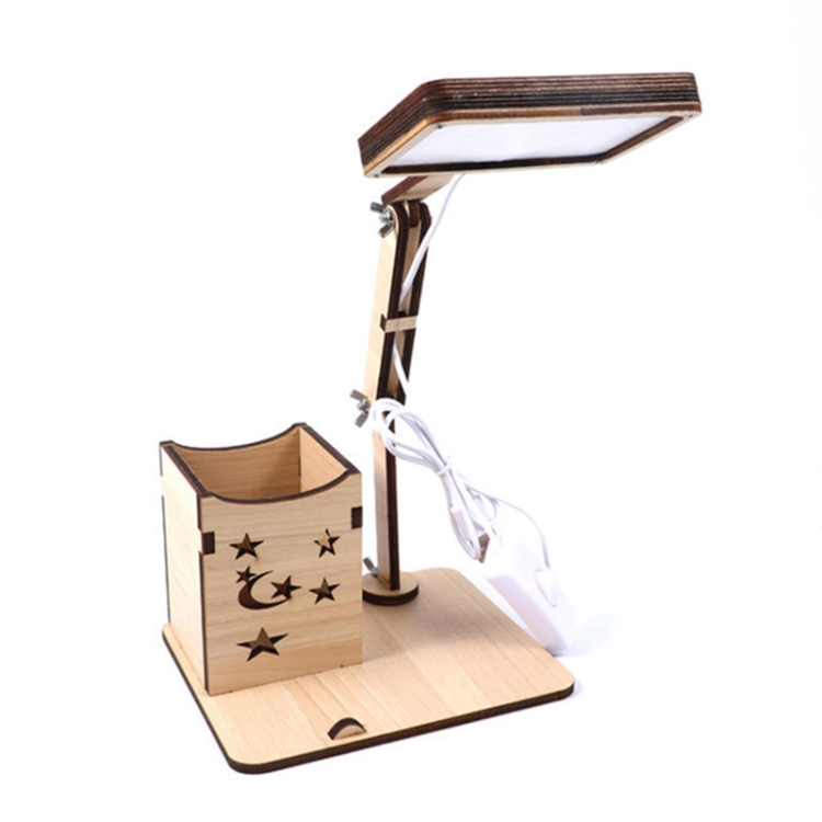 

Wooden Multi-function Touch USB Pen Holder Desk Lamp Student Desktop Charging Reading Lamp Led Eye Protection Table Lamp, Style:USB Plug-in without Battery(Maple White)