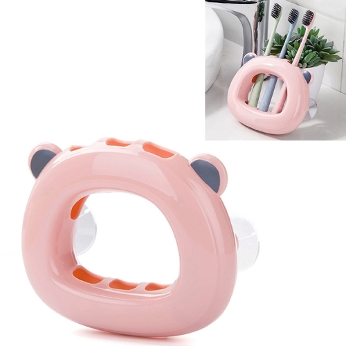

Wall-mounted Bathroom Wall Hanging Rack Creative Couple Suction Cup Toothbrush Shelf Holder(Pink)