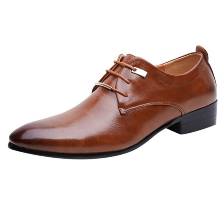

Men Business Dress Shoes Pointed Toe Men Shoes, Size:44(Brown)