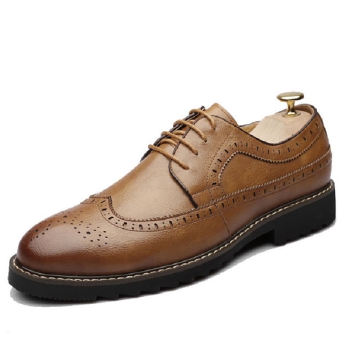 

British Men Shoes Brogue Shoes Business Formal Shoes, Size:44(Orange)