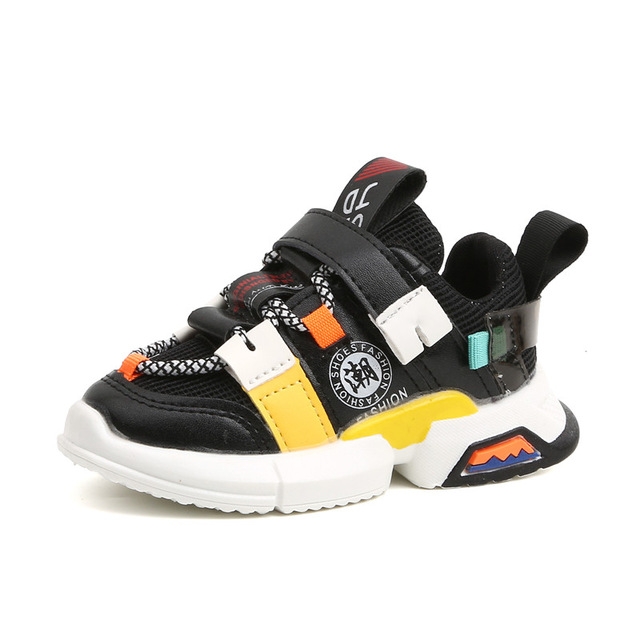 

Girls Boys Shoes Fashion Breathable Sports Shoes, Size:21(Black)