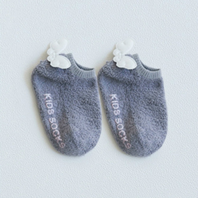 

Children Coral Fleece Wings Pattern Non-slip Baby Socks, Size:L(Grey)