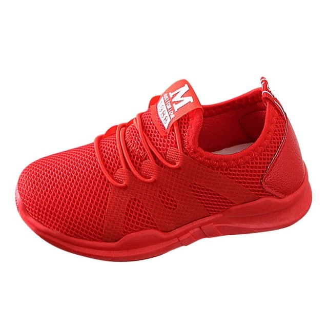 

Children Letter Mesh Breathable Sport Run Sneakers Casual Shoes, Size:36(Red)