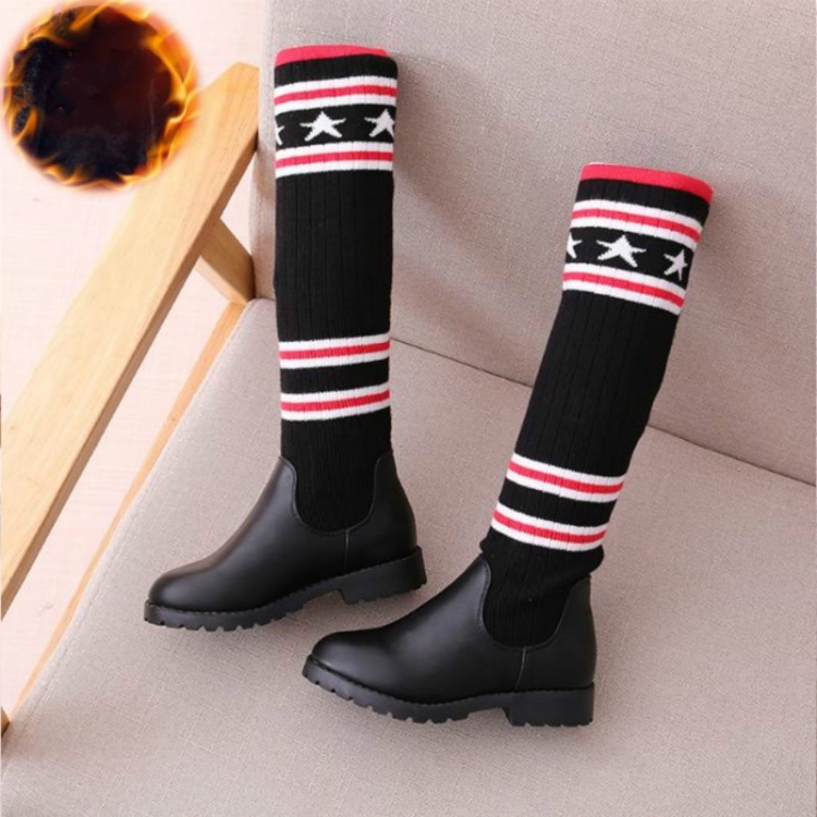 

Winter Children Knitted Stretch Knee Socks, Size:36(Black (Cotton Shoes))