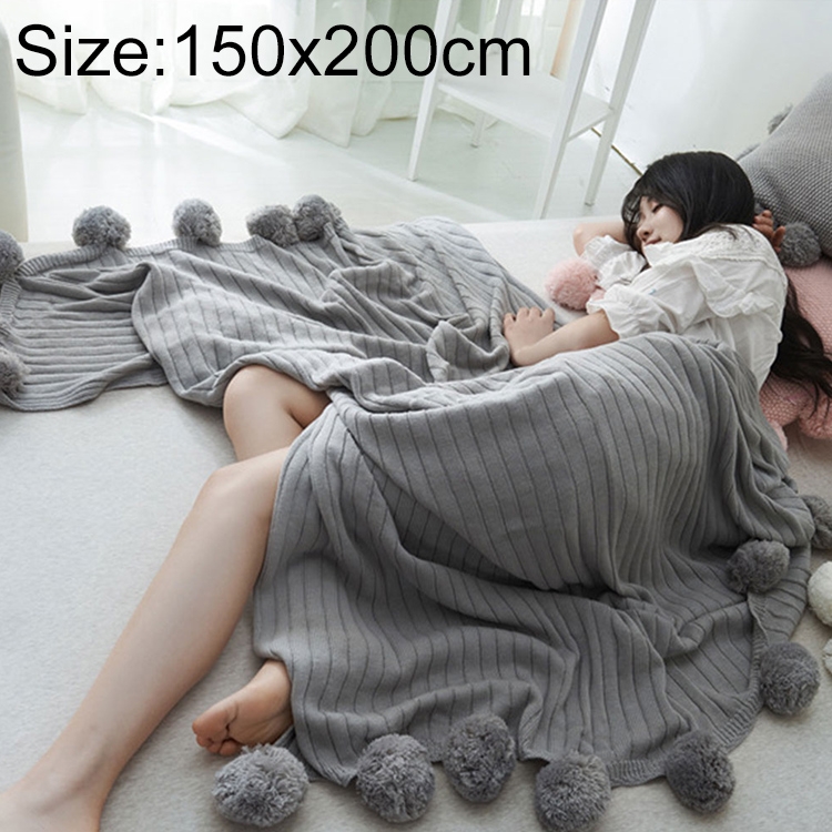 

Fluffy Ball Knit Blanket Air Conditioner Sofa Ball Blanket, Size:150x200cm(Grey)