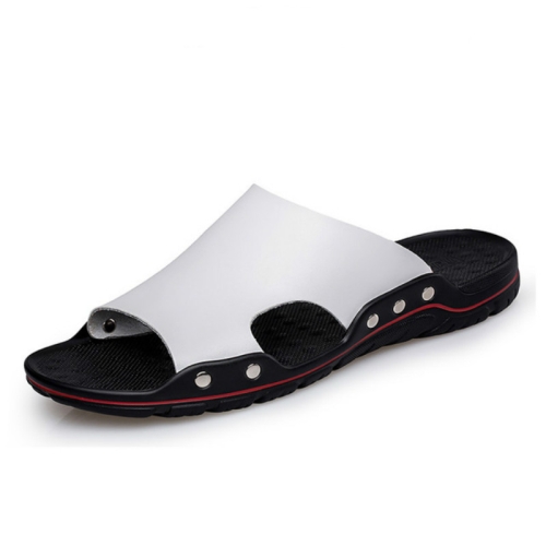 

Men Casual Beach Shoes Slippers Microfiber Wear Sandals, Size:38(White)