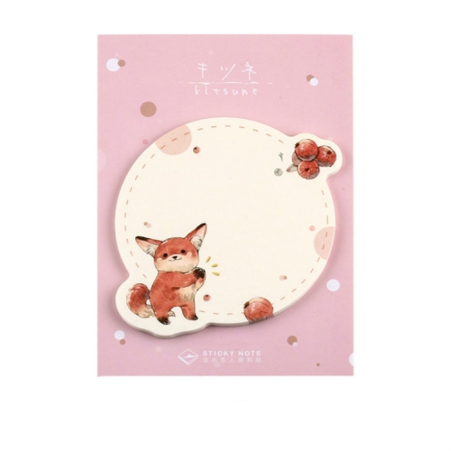 

2 PCS Cute Cartoon Animal Note Notepad Diary Self-adhesive Glue Memo Post-it(Happy Fox)