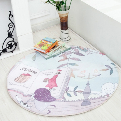 

Cute Hand-painted Animal Carpet Round Mat Chair Cushion Baby Crawling Floor Mat Pad, Size: Diameter 70cm(Reading Girl)