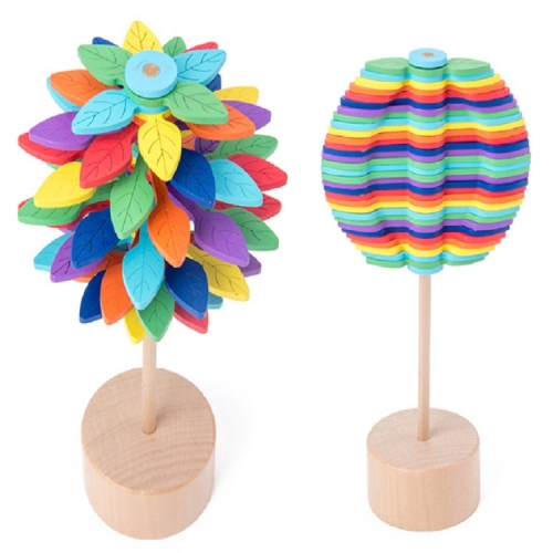

Solid Wood Rotating Lollipop Fischer Series Creative Ornaments Decompression Toy Decompression Artifact(Leaves)