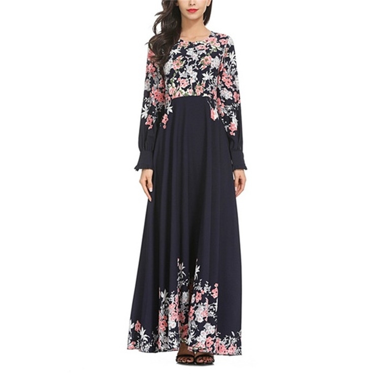 

Fashion Printing Dress Loose Robe Clothing, Size:M(Blue)