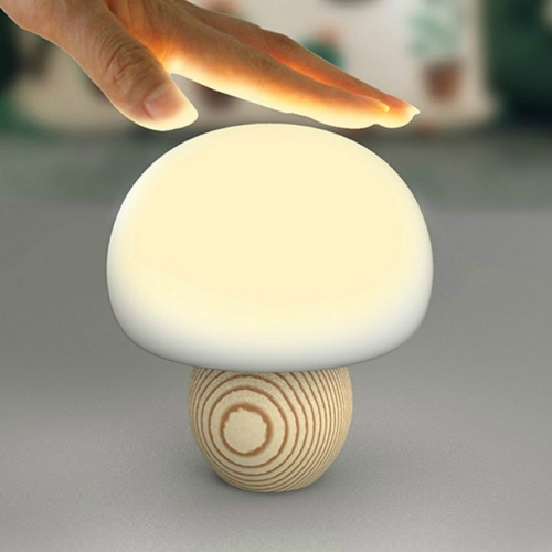 

LED Intelligent Timing Mushroom Pat Lamp Wood Magnetic Light USB Charging 3 Modes Dimming Bedroom Night Light, Power Source:1.5W(Original Eucalyptus)