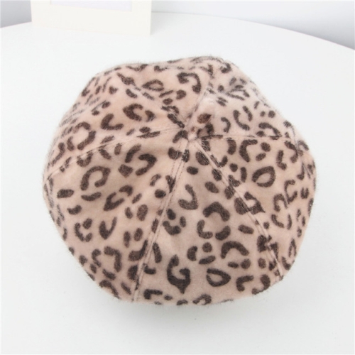 

Autumn and Winter Ladies Retro Style Leopard Pattern Cotton Warm Beret, Size:M（56-58cm）(Dark Leopard)