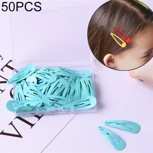 

50 PCS Kids Hairpins Solid Simple Style Child Hair Accessories Small Hairpins With Case(Green)