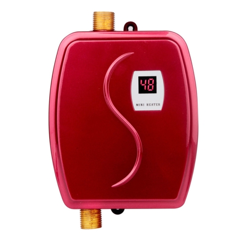 

3800W Mini Electric Tankless Instant Hot Water Heater Bathroom Kitchen Washing Water Boiler Household Kitchen Appliance, Plug:110V US Plug(Red)