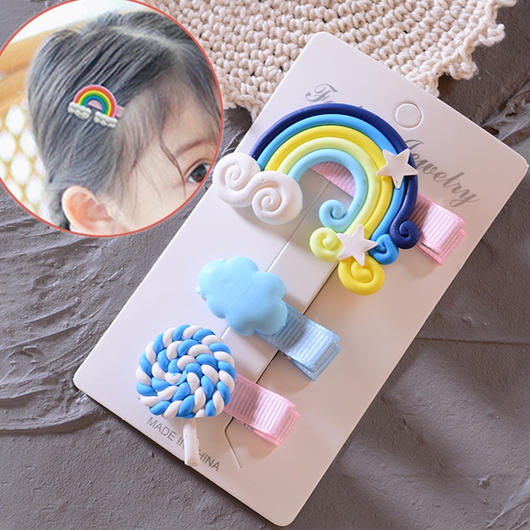 

Rainbow Mesh Hair Bows for Girls Princess Hair Clips Colorful Kids Hair Pins(Blue)