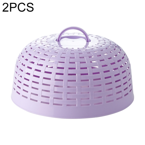 

2 PCS Household Simple Hollow Plastic Kitchen Food Meal Cover Dust-proof Fly-proof Dining Table Food Cover(Purple)