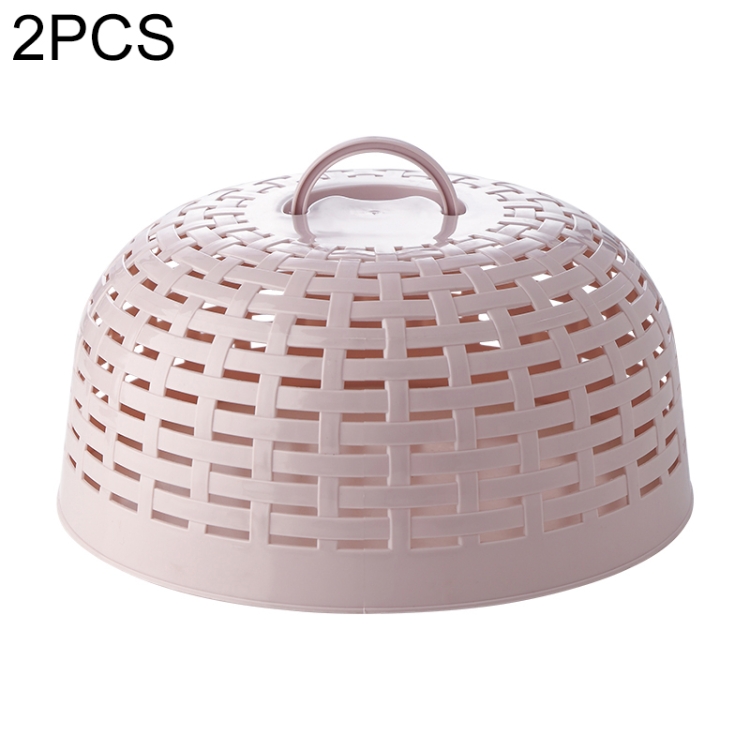 

2 PCS Household Simple Hollow Plastic Kitchen Food Meal Cover Dust-proof Fly-proof Dining Table Food Cover(Light Pink)
