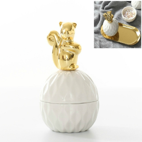 

Jewelry Storage Box Small Animal Ceramic Plating Ring Box With Lid Jewelry Box(Squirrel)