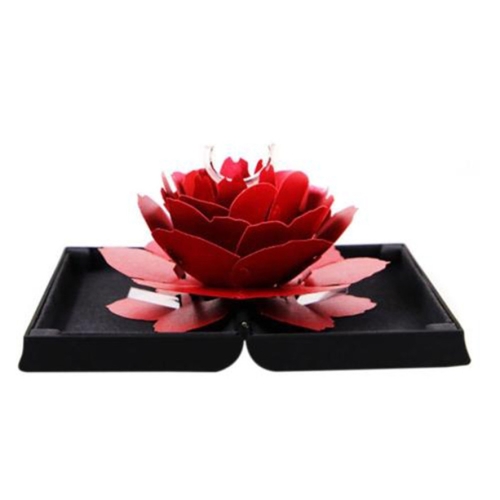 

Creative Rose Rotating Ring Box Marriage Wedding Ring Box(Black)