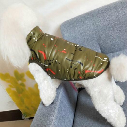 

Pet Warm Clothes Dog Splash Ink Printed Cotton Coat(Army Green)