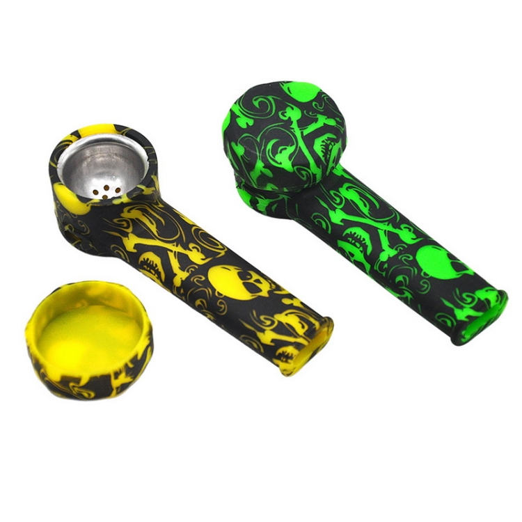 

2 PCS Silicone Pipe Environmentally Friendly Portable Silicone Water Pipe Printing Pipe Random Color Delivery