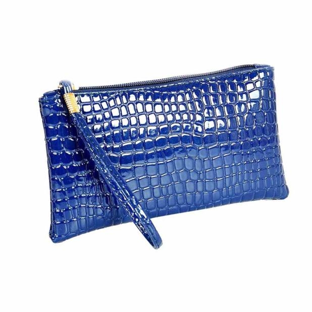 

Fashion Long Crocodile Pattern Ladies Clutch Wallet(Blue)
