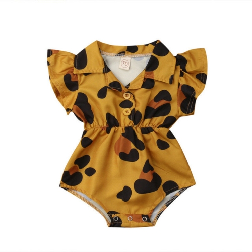 

Summer Female Babies Stand-up Collar Short-sleeved Jumpsuit Romper, Kid Size: 70CM(Yellow)