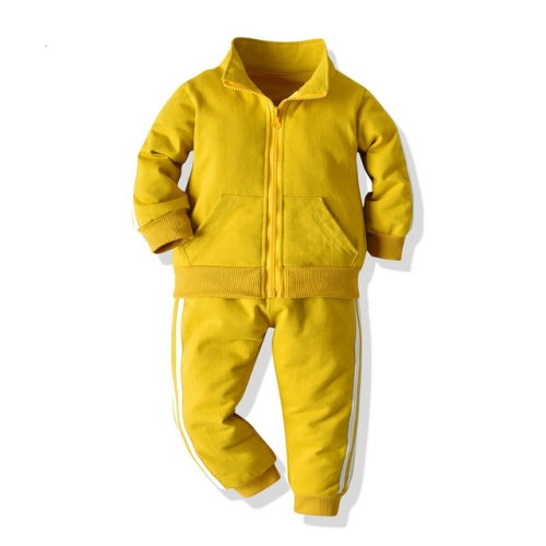 

Autumn Children Long-sleeved Loose Zipper Sweater + Trousers Casual Sportswear Set, Size:120cm(Yellow)