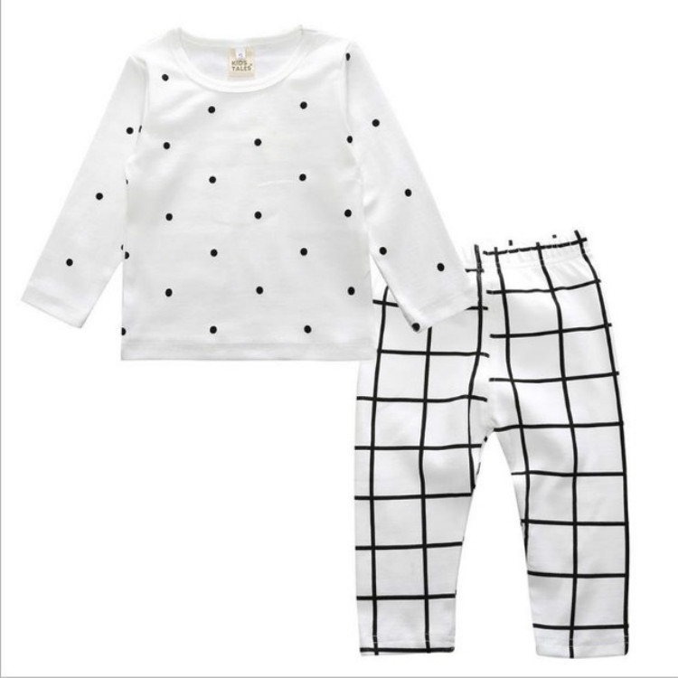 

Children Cartoon Cotton Underwear Care Belly Pajamas Set, Size:L(Small Dot)