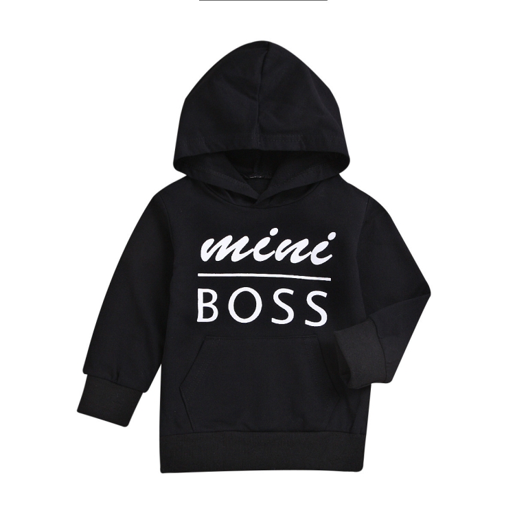 

Children Letter Print Pattern Long Sleeve Hooded Sweater, Kid Size: 110cm(Black)