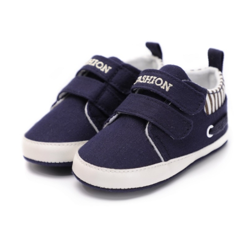 

Newborn Baby Canvas Two Strap Prewalker Shoes, Size:12cm(Dark Blue)