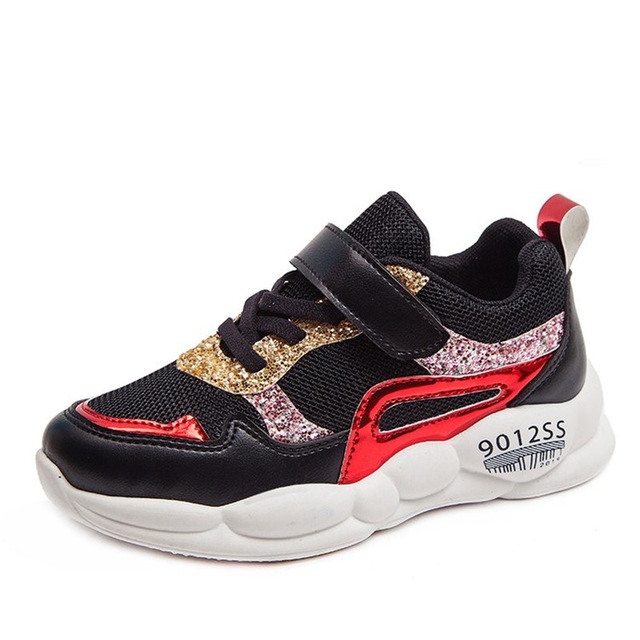 

Girls Sport Shoes Fashion Breathable Soft Kids Casual Sneakers, Size:34(Black)