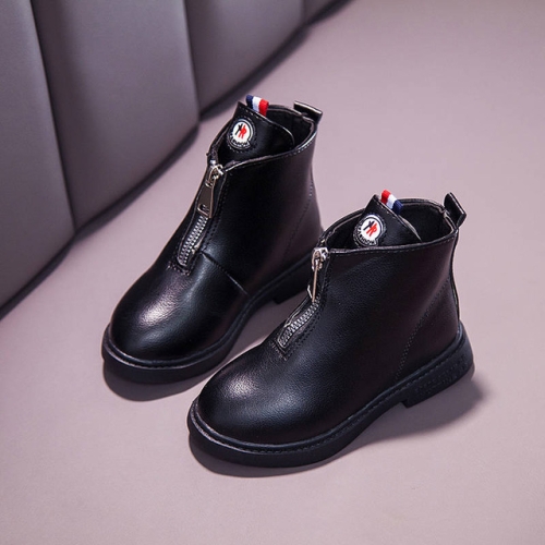 

Children Short Boots PU Waterproof Non-slip Soft Kids Shoes, Size:28(Black)
