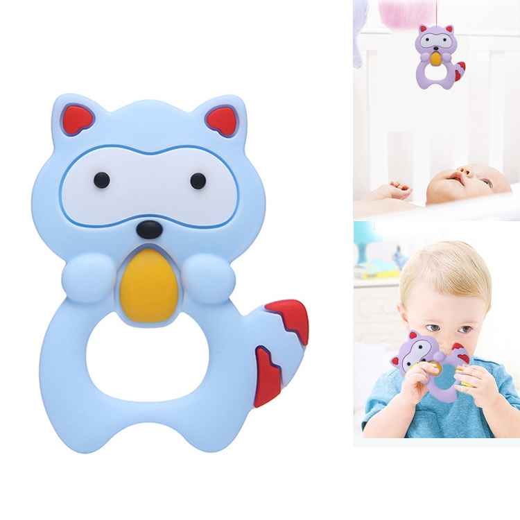 

3 PCS Baby Raccoon Tooth Gel Molar Stick Silicone Baby Bite Toy Hand Rattle Toy(Blue)