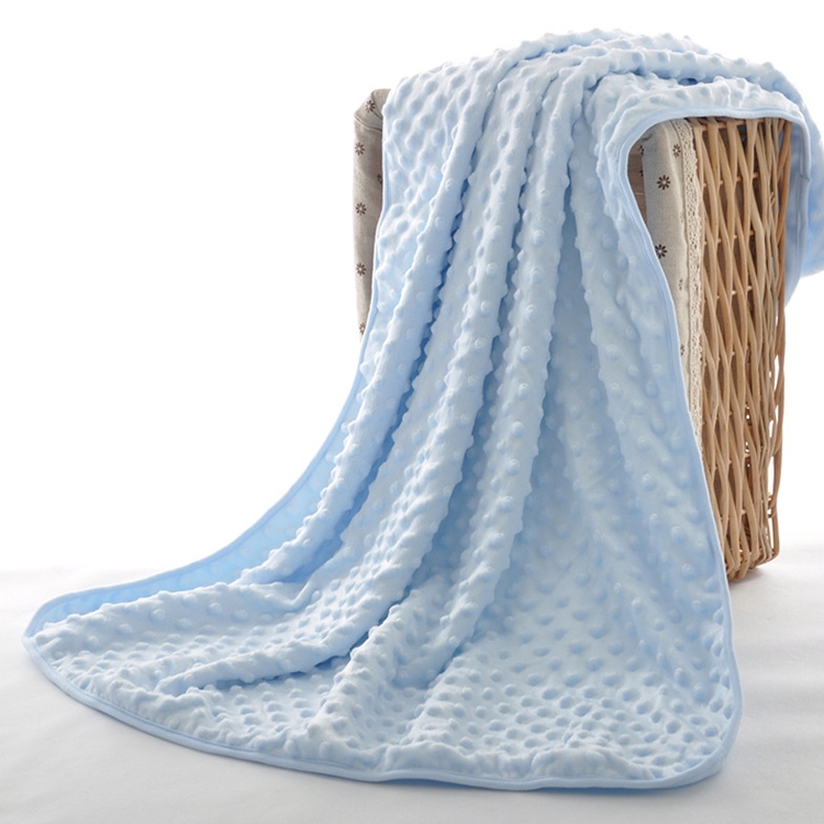 

Spring and Autumn Double Layer Baby Knitted Fleece Blanket Bedding(Blue)