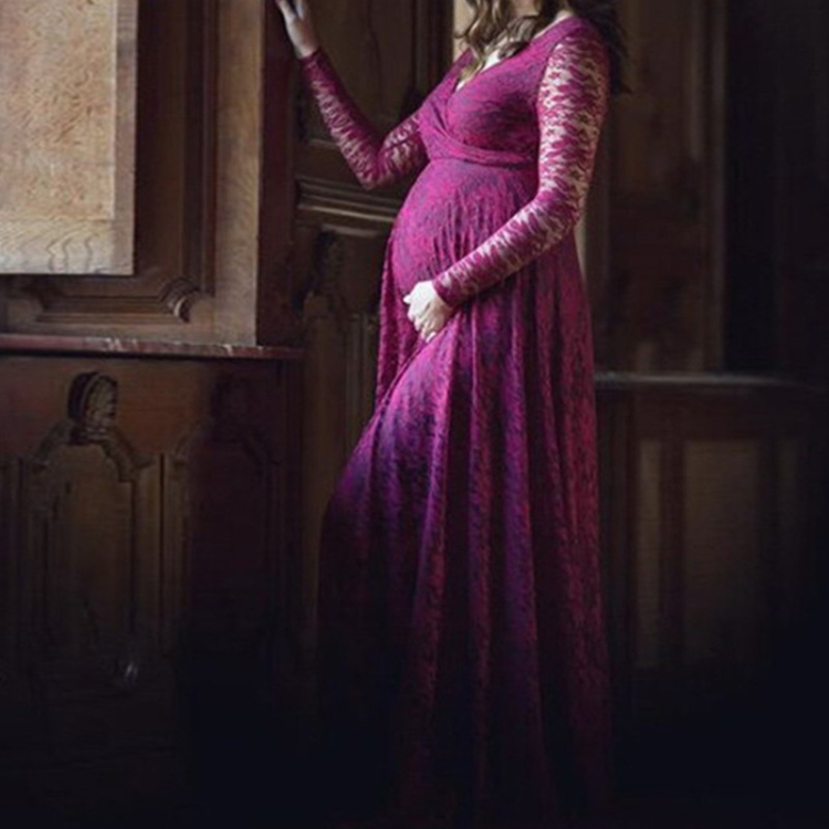 

Elegant Maternity Dresses, Size:XL(Purple)