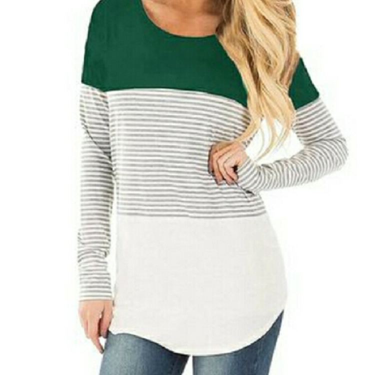 

Autumn Women Maternity Tops Long Sleeve Striped Nursing Tops T-shirt(Green)