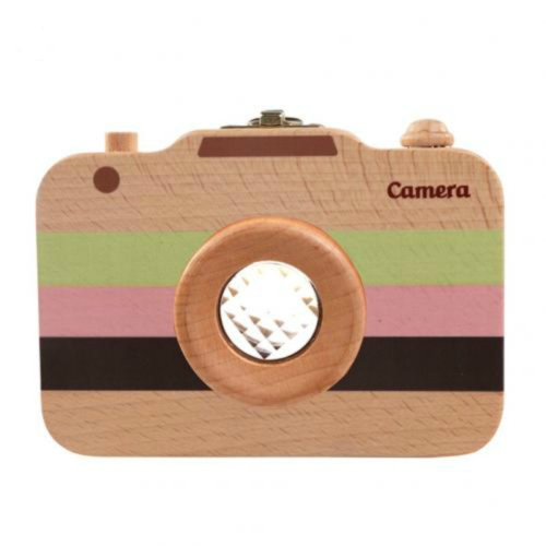 

Baby Tooth Keepsake Box Camera Shaped Wooden Container Storage Teeth House Gift(Tricolor Block Camera Style)