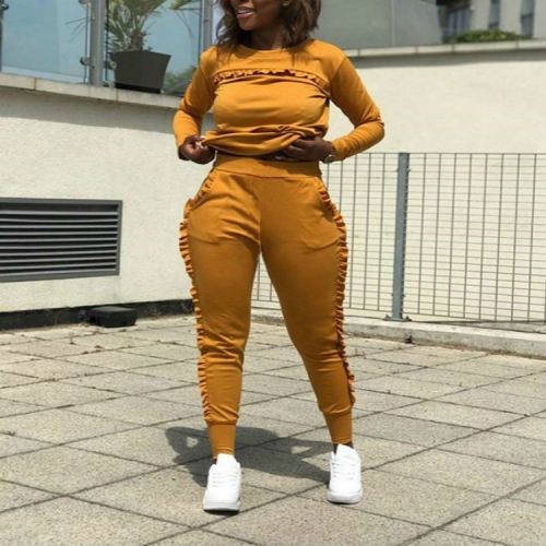 

Long Sleeve Fungus Ear Sports Two-piece Suit, Size:XXXL(Orange)