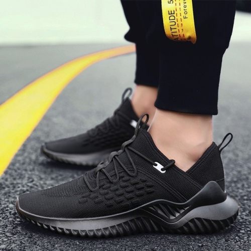 

Men Breathable Mesh Lightweight Running Shoes, Size:45(Black)