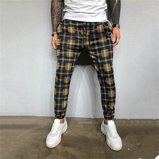 

Men Casual Striped Jogging Sports Runners Fitness Ppants, Size: M(Yellow)