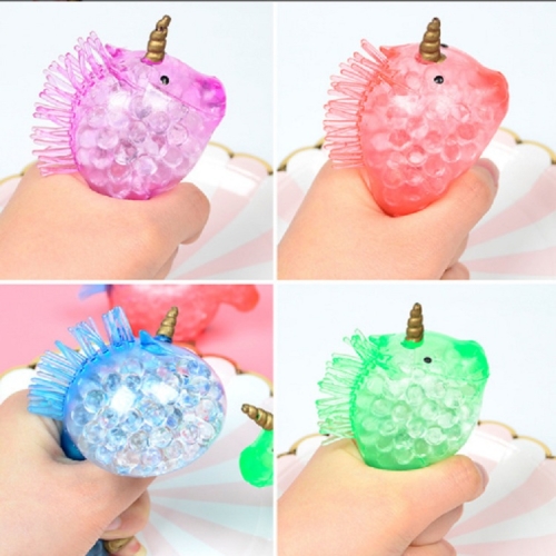 

3 PCS New Strange Funny Whole Person Unicorn Vent Toy Sponge Beads Squeeze Toy, Random Color Delivery