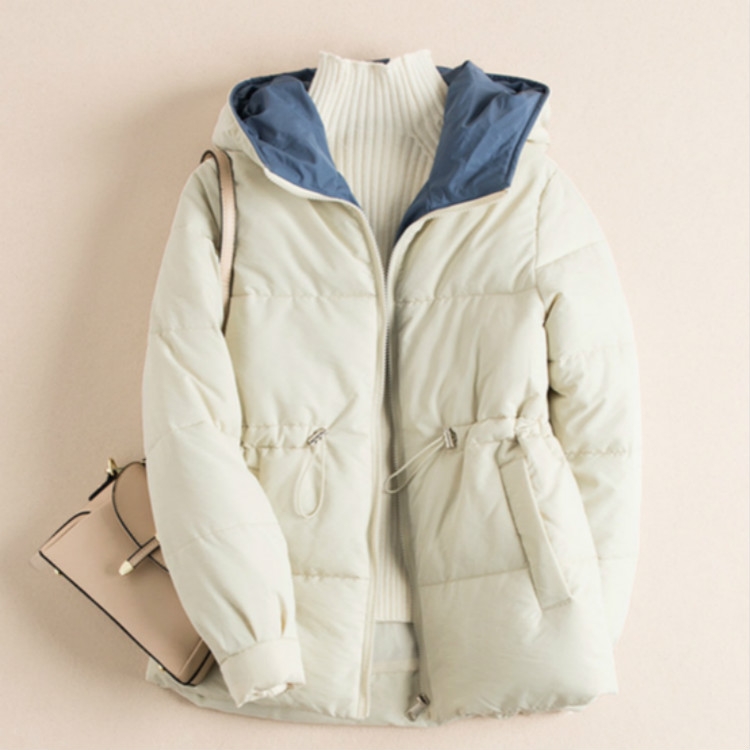 

Down Jacket Pure Color with Thick Down Clothes Hooded Cotton Cadded Jacket, Size:M(Beige)