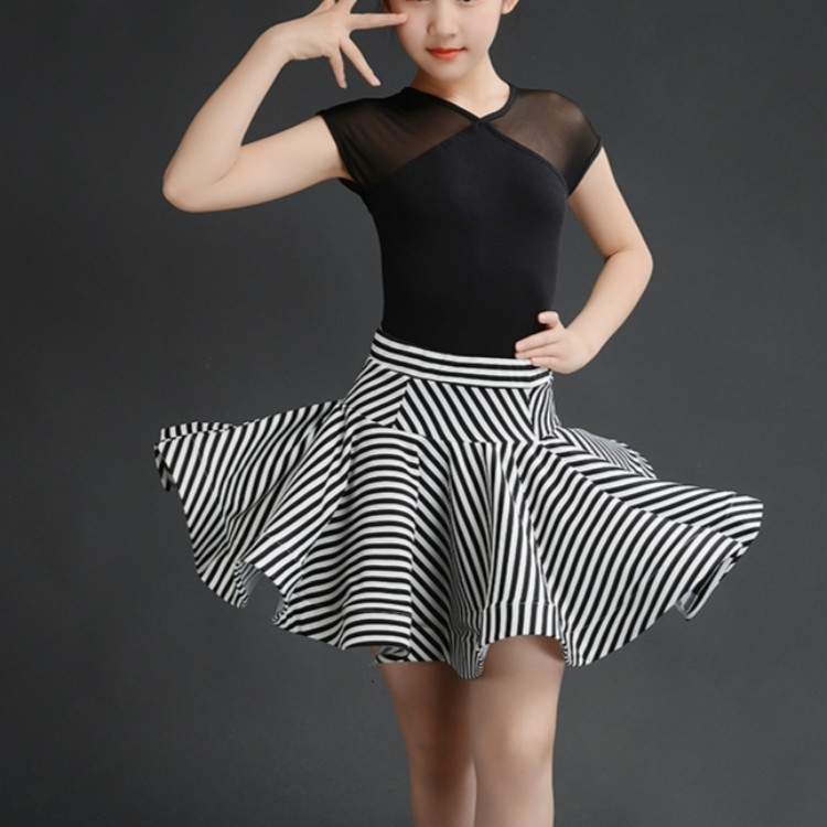 

Girls Latin Dance Clothes Practice Clothes Costumes, Appropriate Height:140cm(Black)